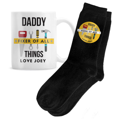 Personalised Fixer of All Things Mug & Socks Set