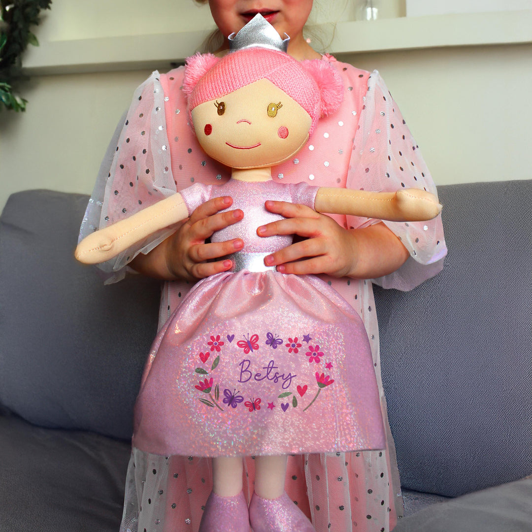 Personalised Floral Princess Rag Doll, The Personal Shop, personalised gifts