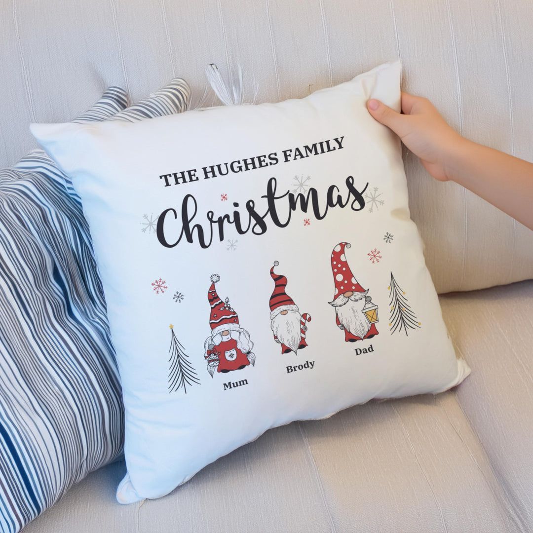Personalised Gonk Family Christmas Cushion – alternative view