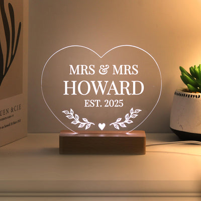 Personalised Wedding Heart LED Light