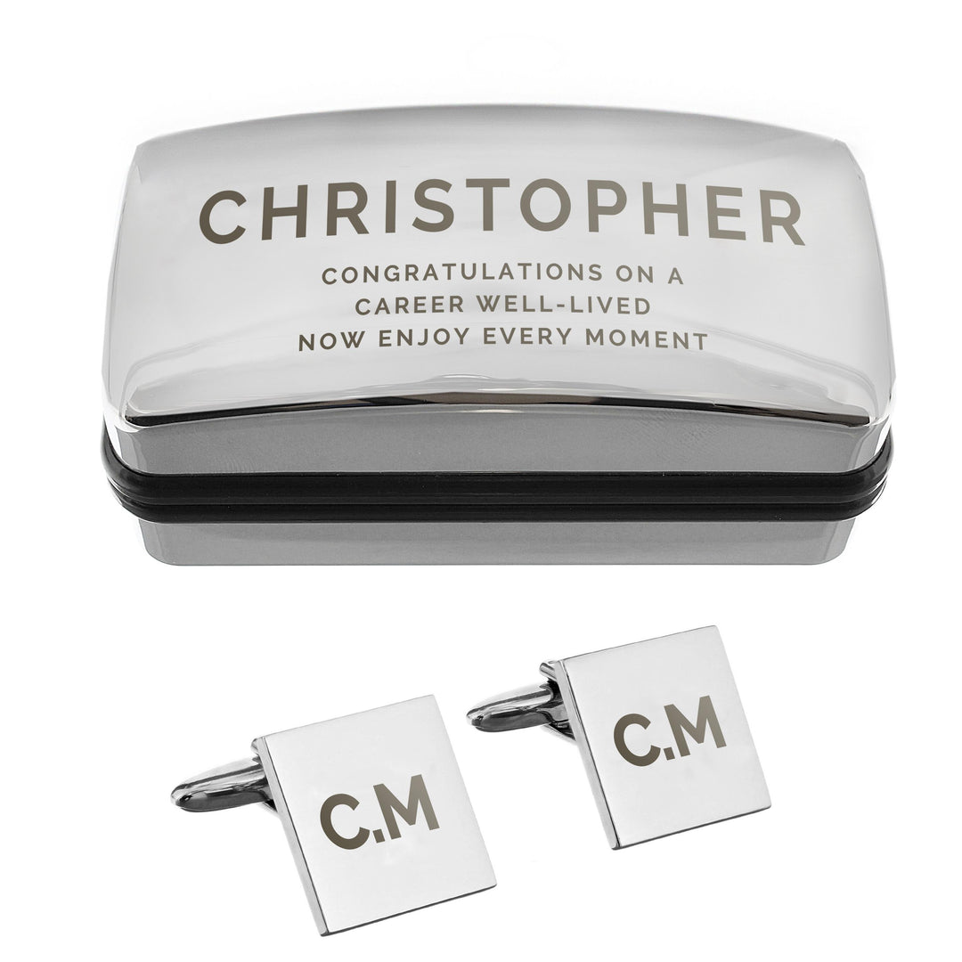 Personalised Initial Cufflinks &amp; Bold Cufflink Box – alternative view