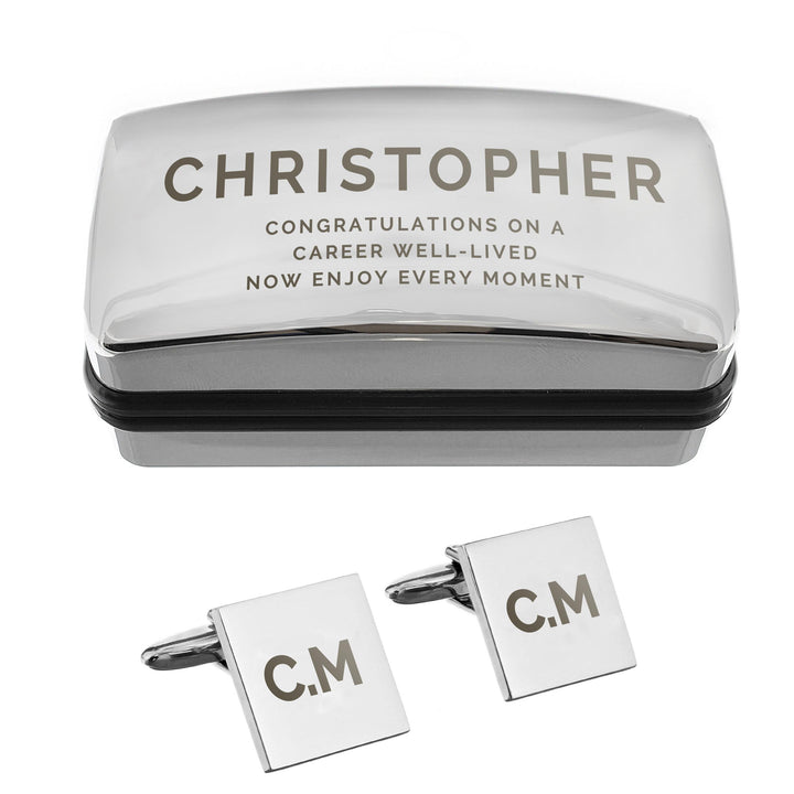 Personalised Initial Cufflinks &amp; Bold Cufflink Box – alternative view