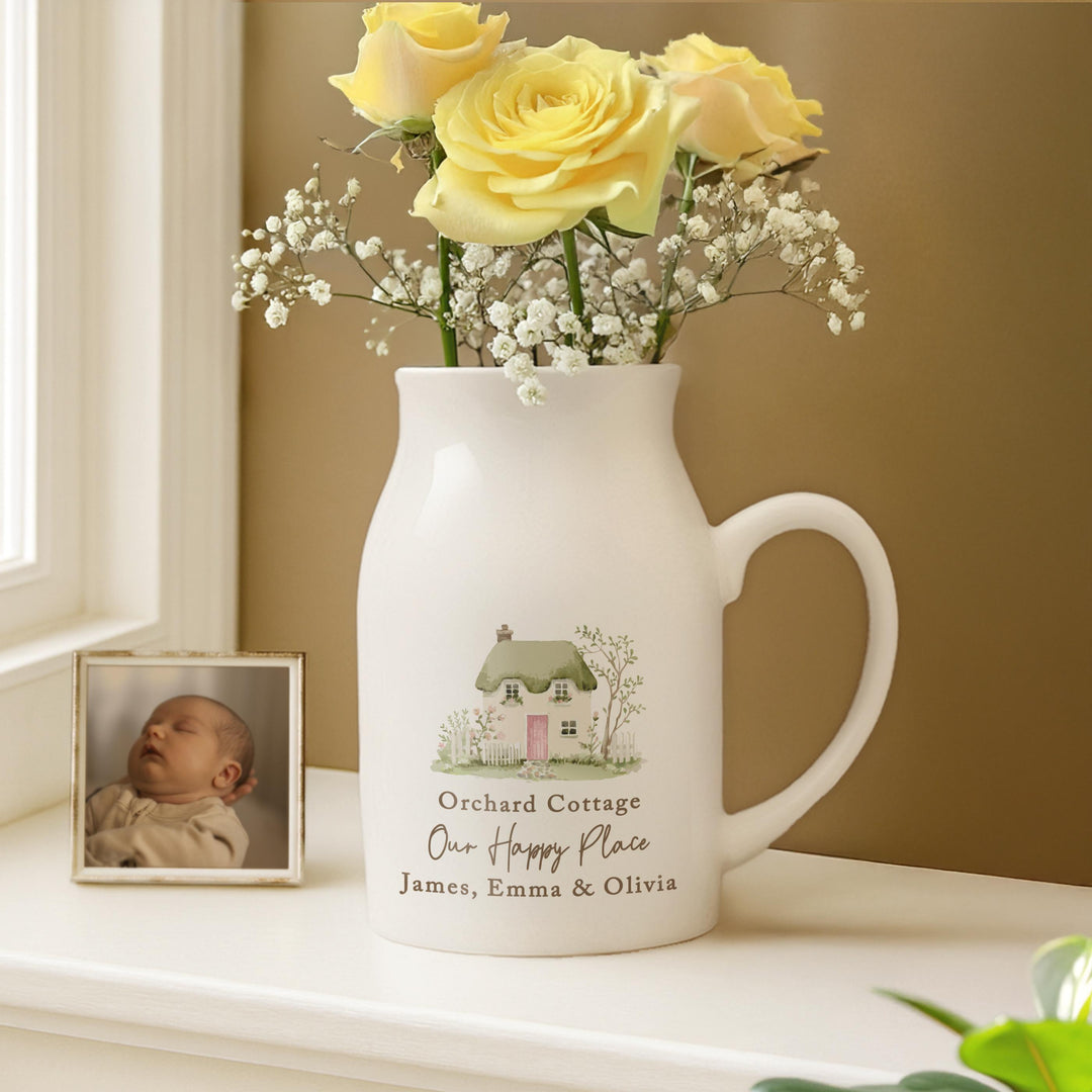 Personalised Country Cottage Jug Vase, The Personal Shop, personalised gifts