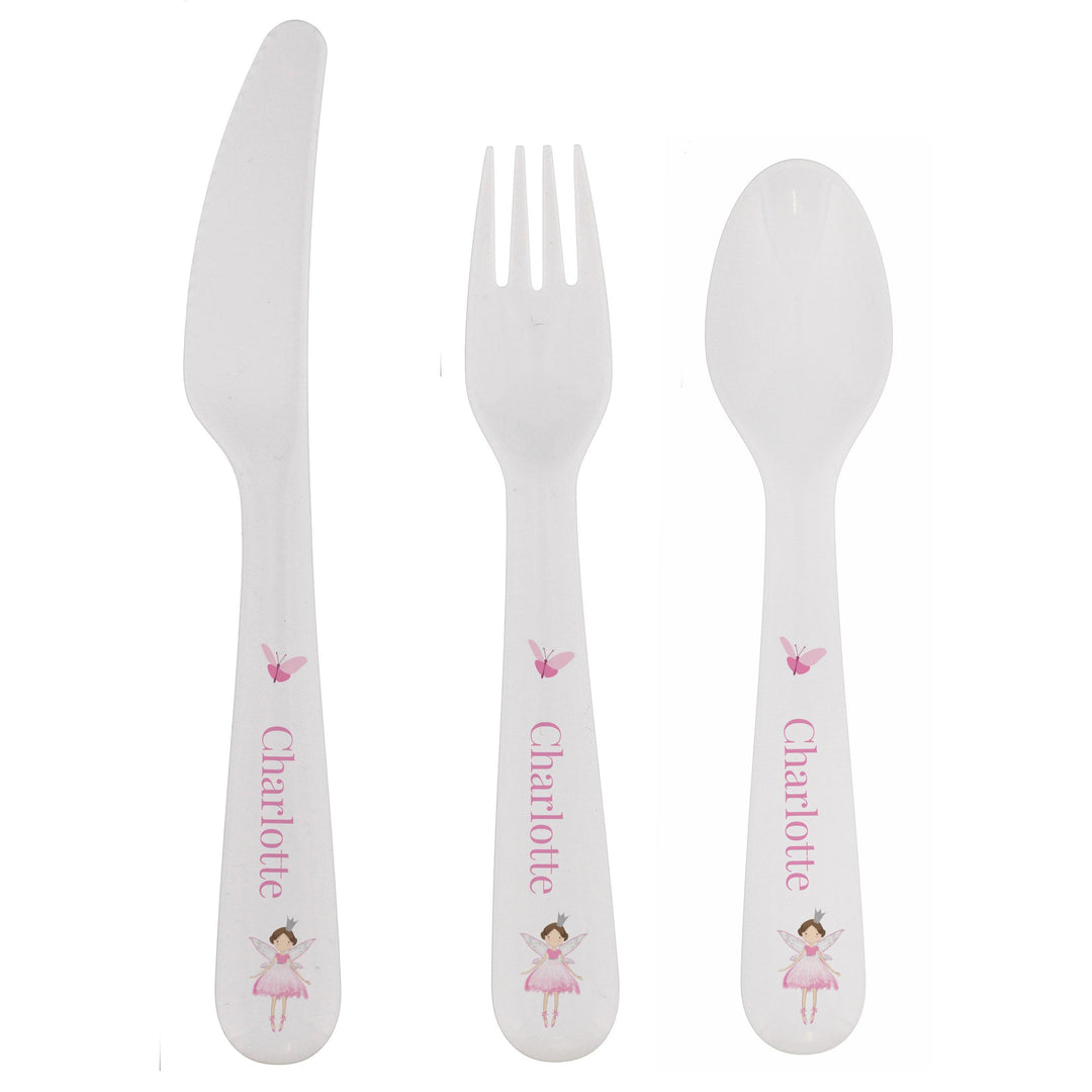 Personalised Fairy Princess Plastic Cutlery Set – alternative view