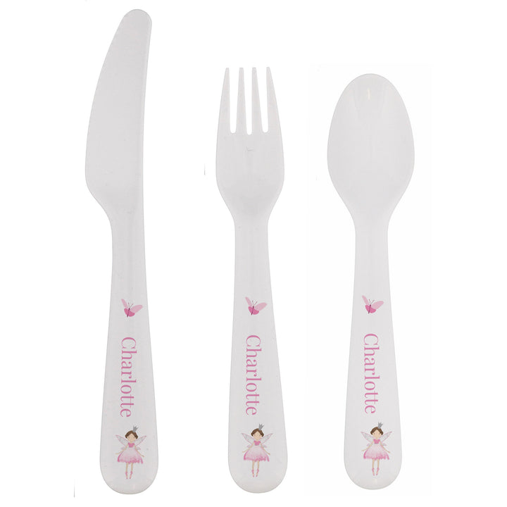 Personalised Fairy Princess Plastic Cutlery Set – alternative view