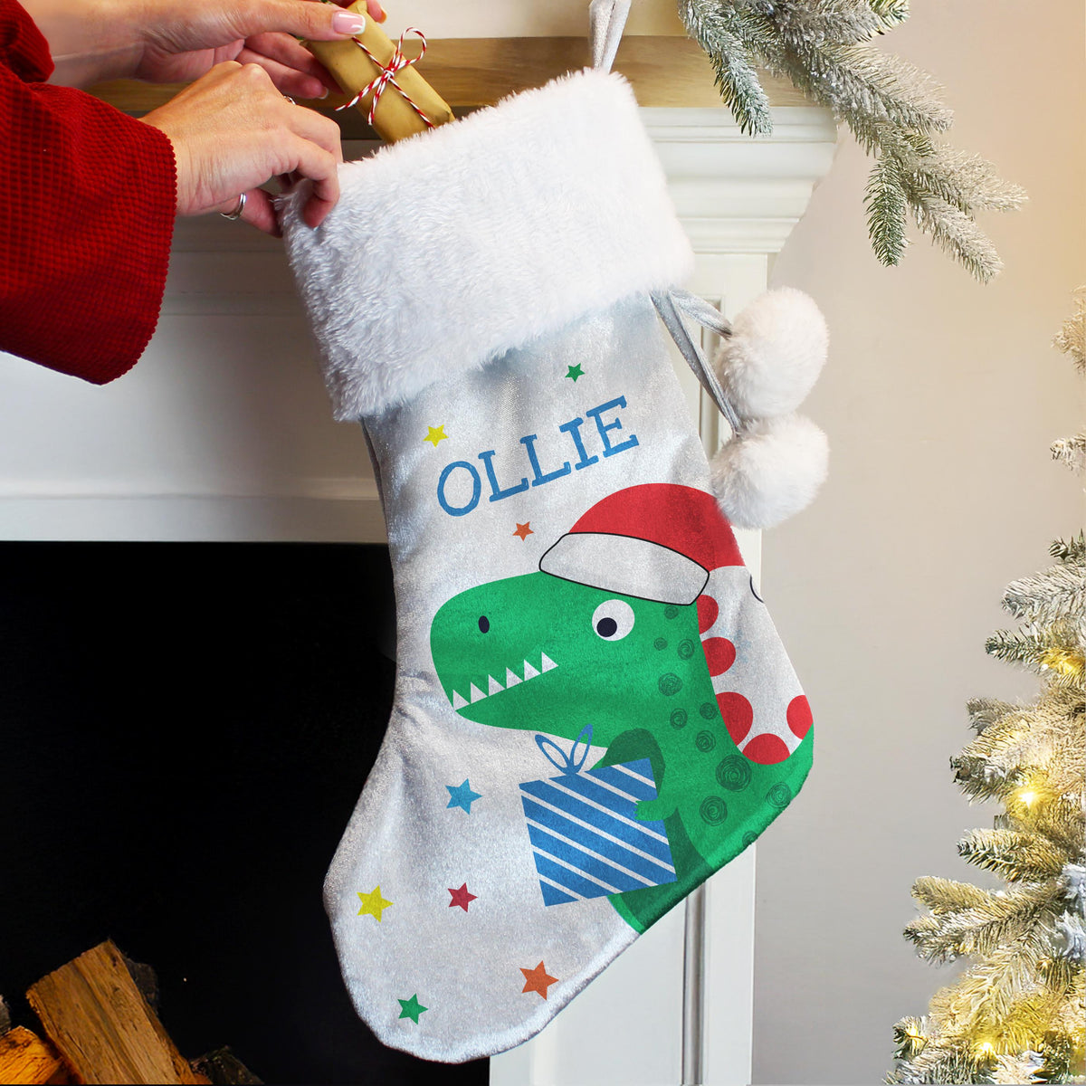 Personalised Dinosaur Christmas Stocking – alternative view