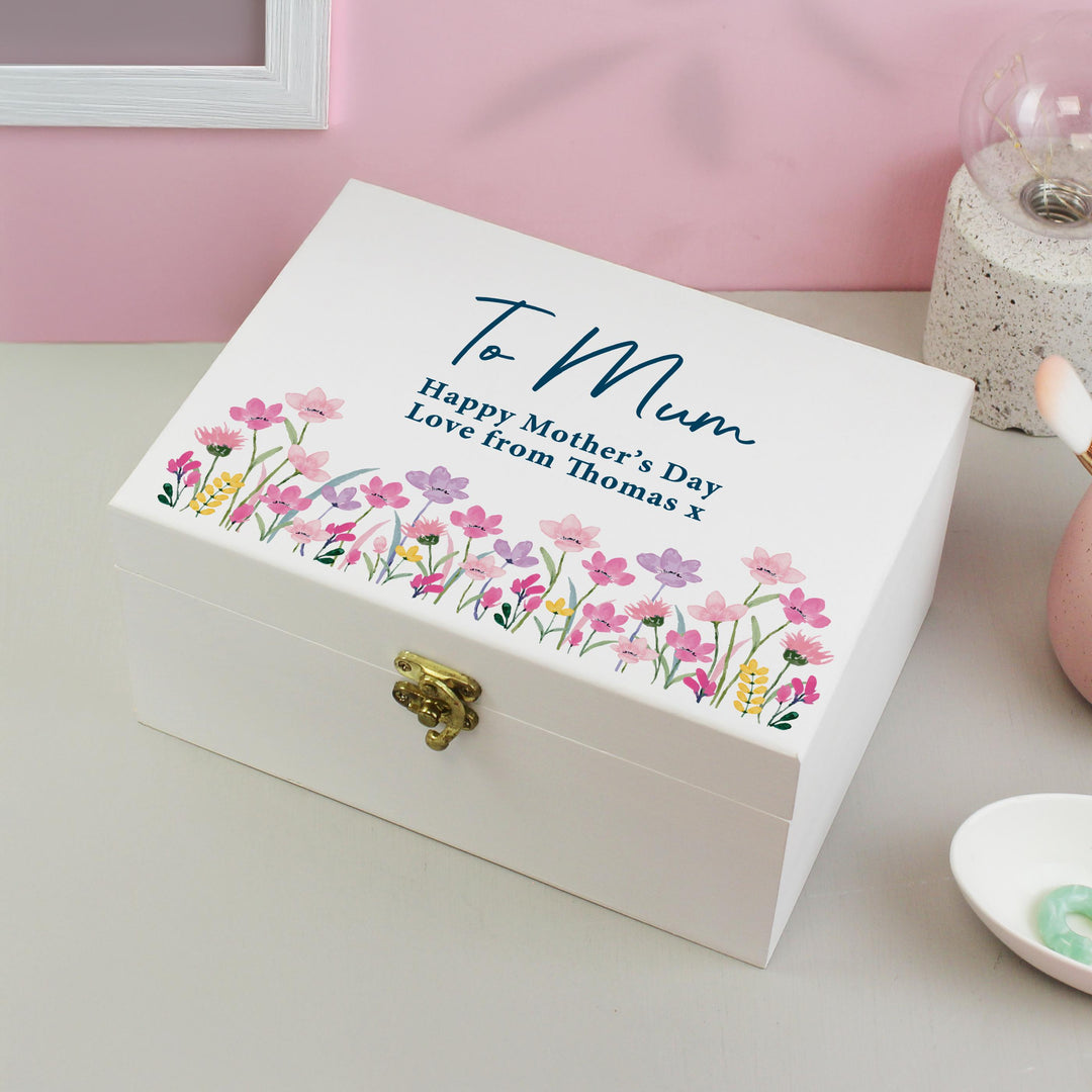 Personalised Floral Wooden Keepsake Box – alternative view
