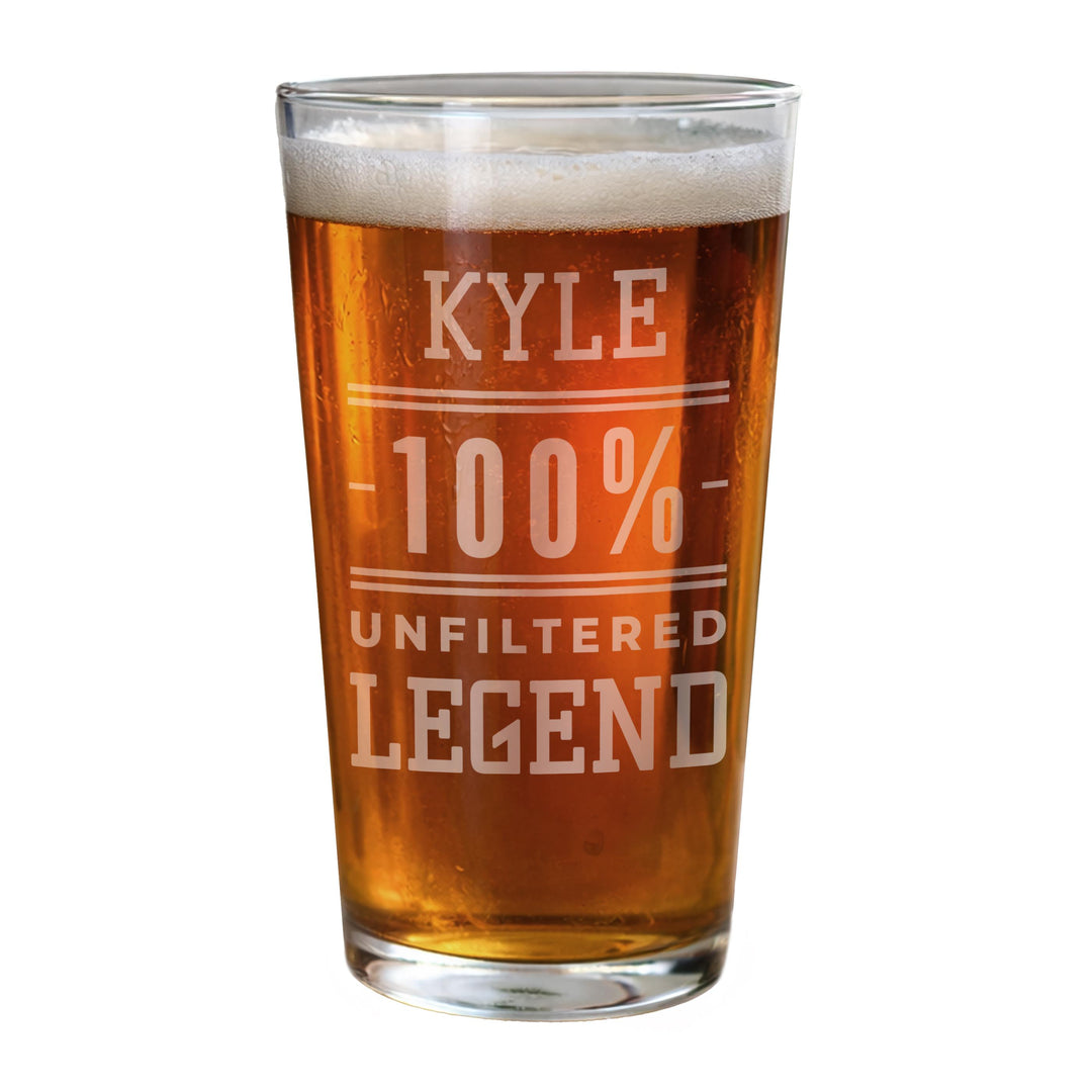 Personalised Unfiltered Legend Pint Glass, The Personal Shop, personalised gifts