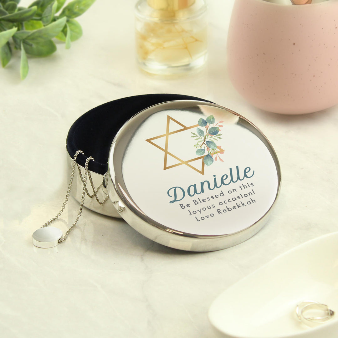 Personalised Bat Mitzvah Round Trinket – alternative view