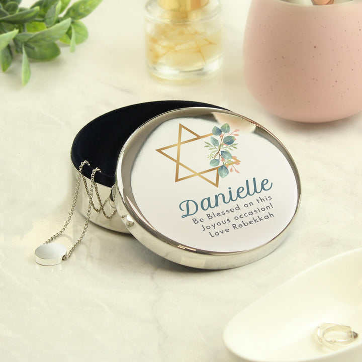 Personalised Bat Mitzvah Round Trinket – alternative view