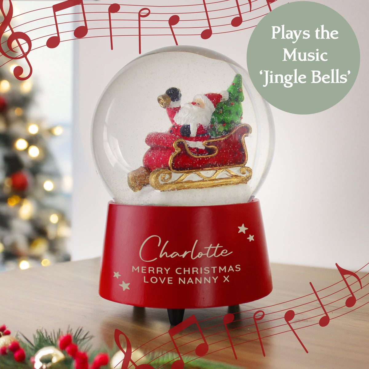 Personalised Musical Santa Globe, The Personal Shop, personalised gifts