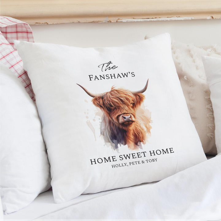 Personalised Highland Cow Cushion – alternative view