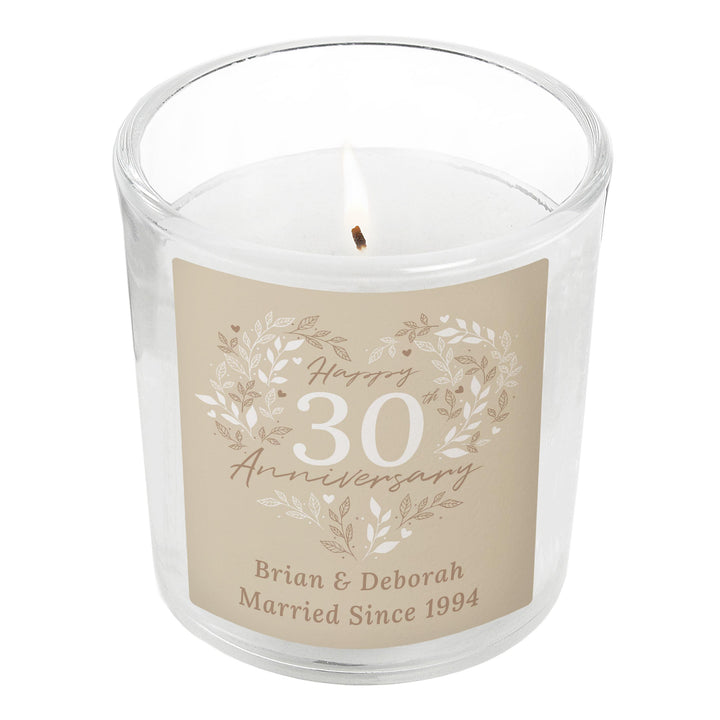 Personalised 30th Pearl Wedding Anniversary Candle Jar – alternative view