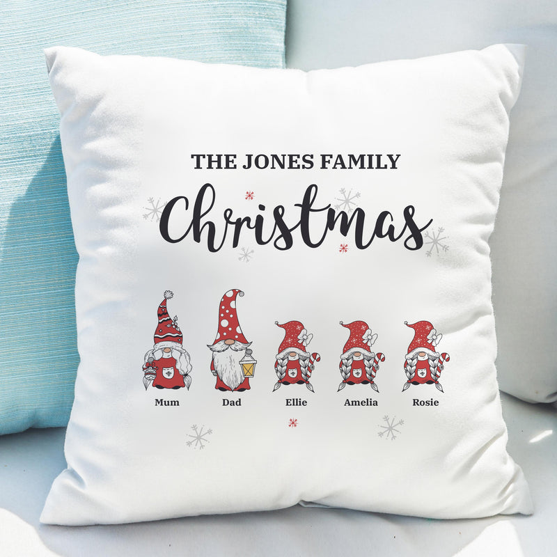 Personalised Gonk Family Christmas Cushion