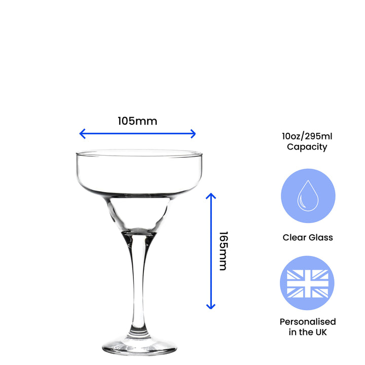 Engraved Infinity Margarita Glass 295ml - Initials Design
