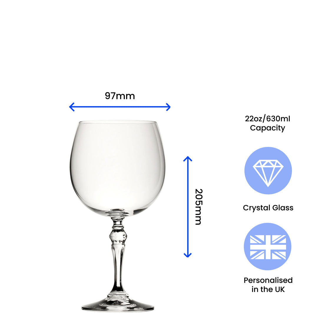 Personalised Engraved Crystal Gin Balloon Glass with Line Design