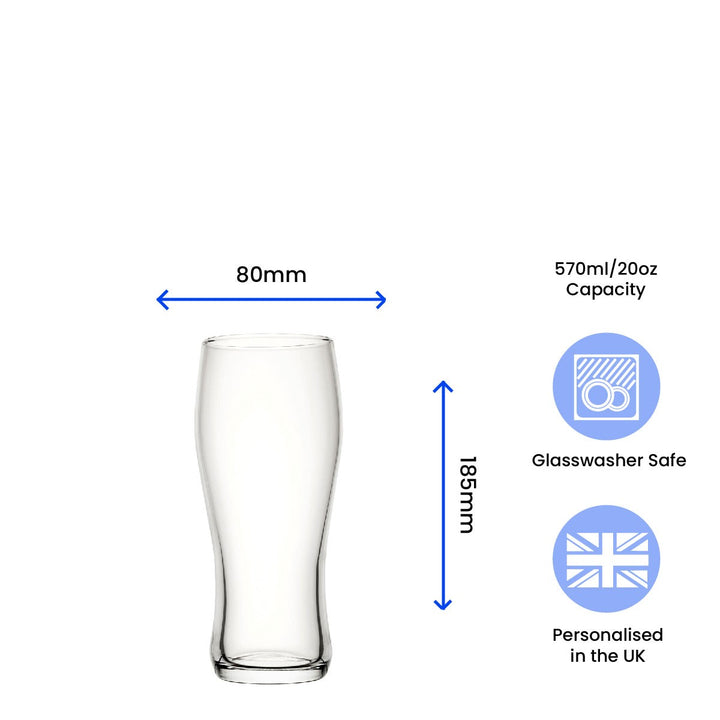 Engraved Nevis Curved Pint Glass 560ml, Gift Boxed