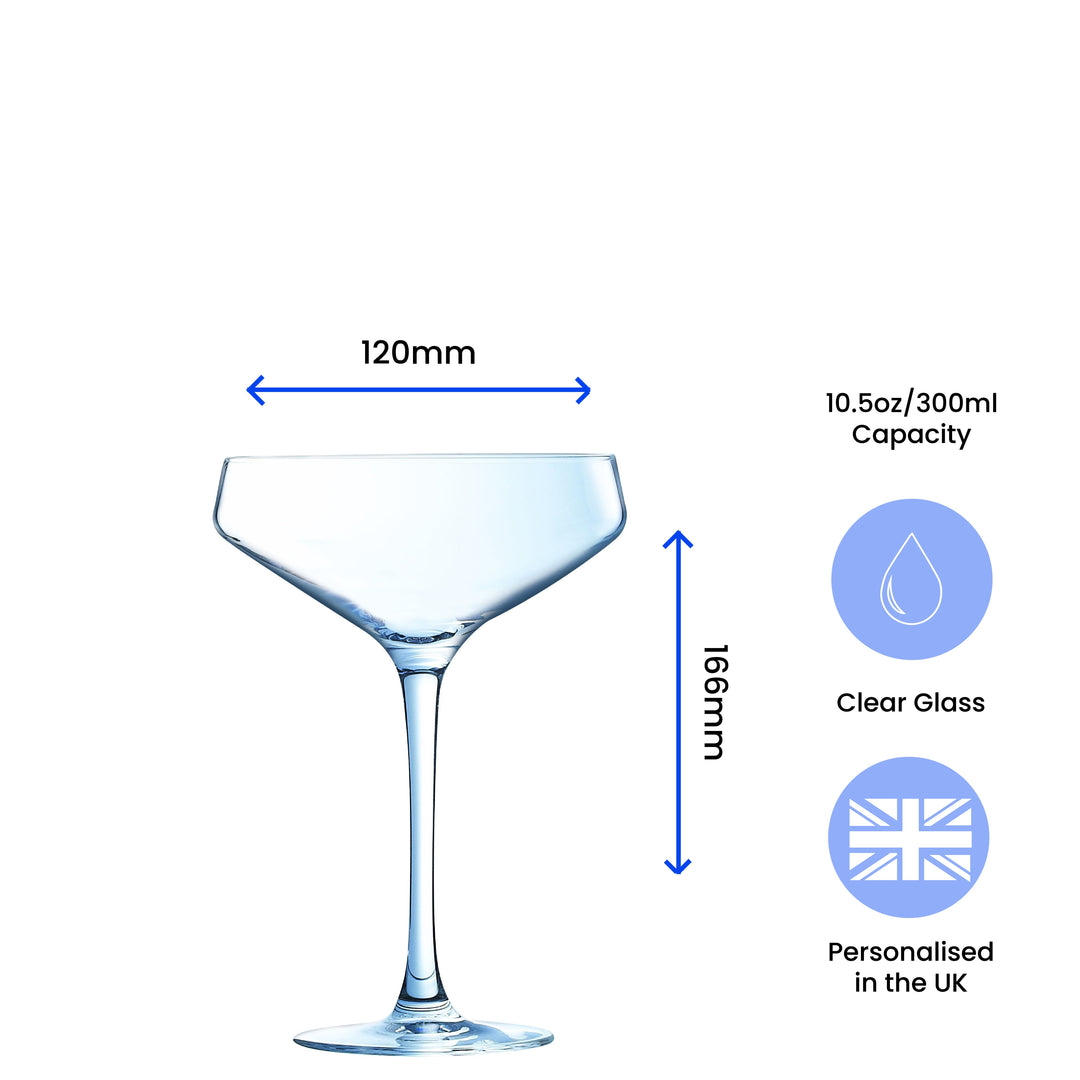 Personalised Cabernet Champagne Saucer Glass with Message