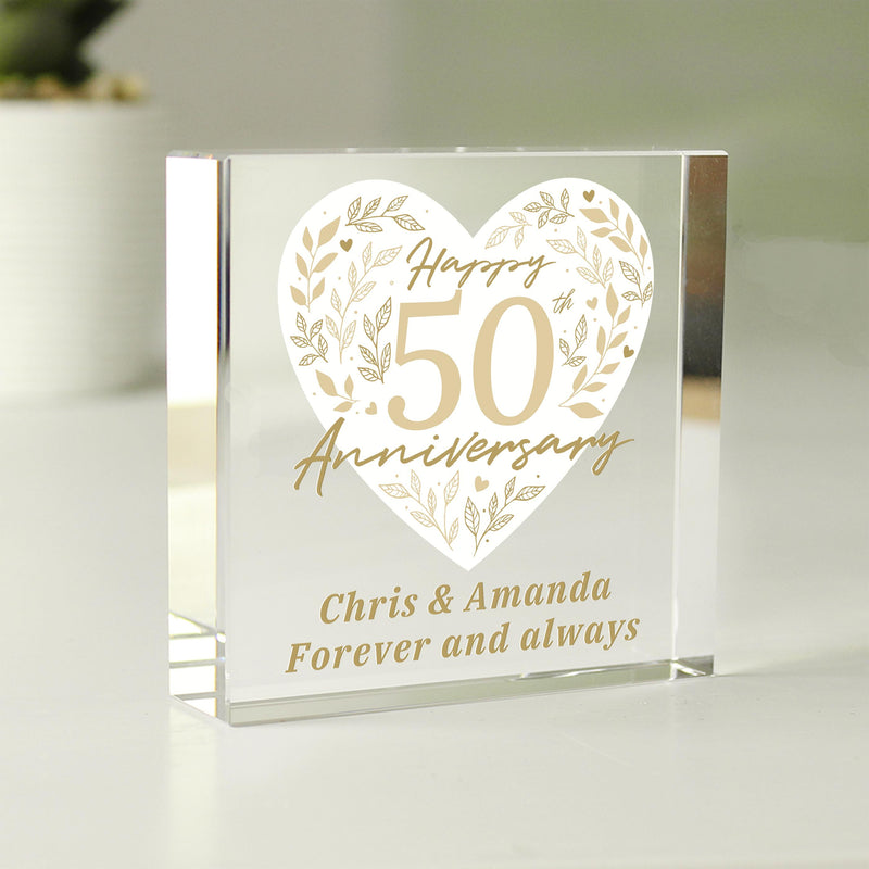 Personalised 50th Golden Wedding Anniversary Crystal Token