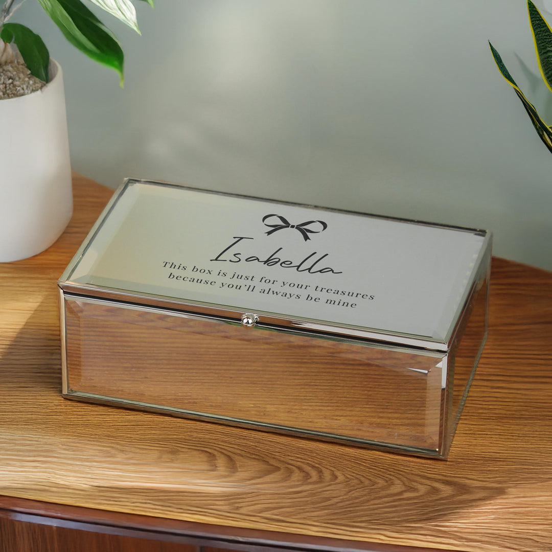 Personalised Bow Mirrored Jewellery Box – alternative view