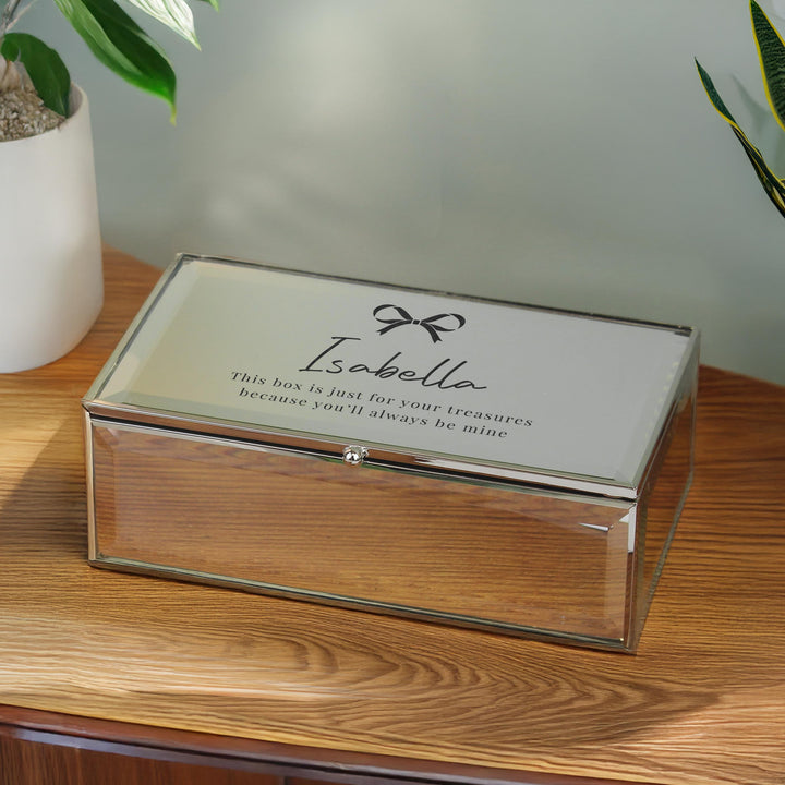Personalised Bow Mirrored Jewellery Box – alternative view