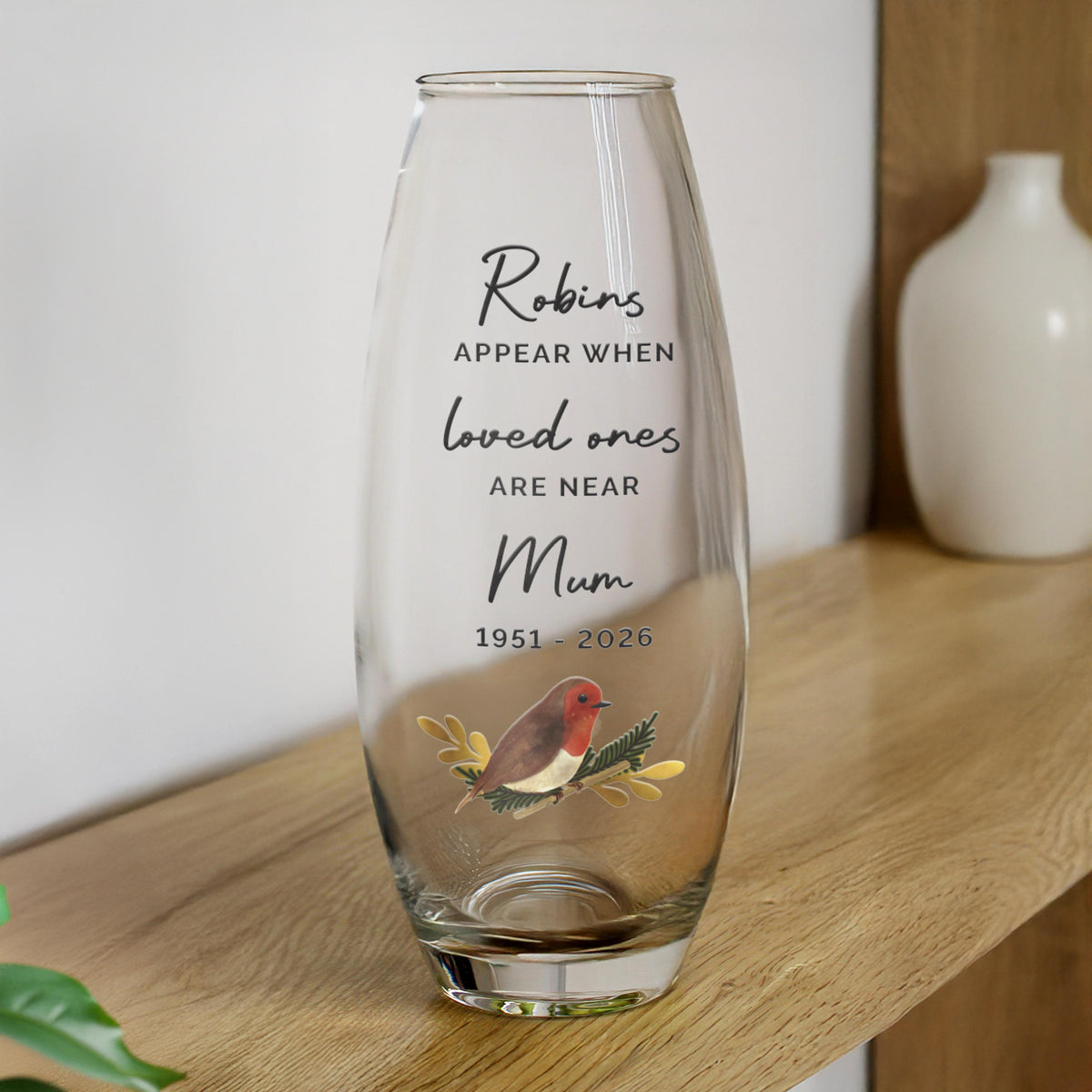 Personalised Robins Appear Bullet Vase, The Personal Shop, personalised gifts