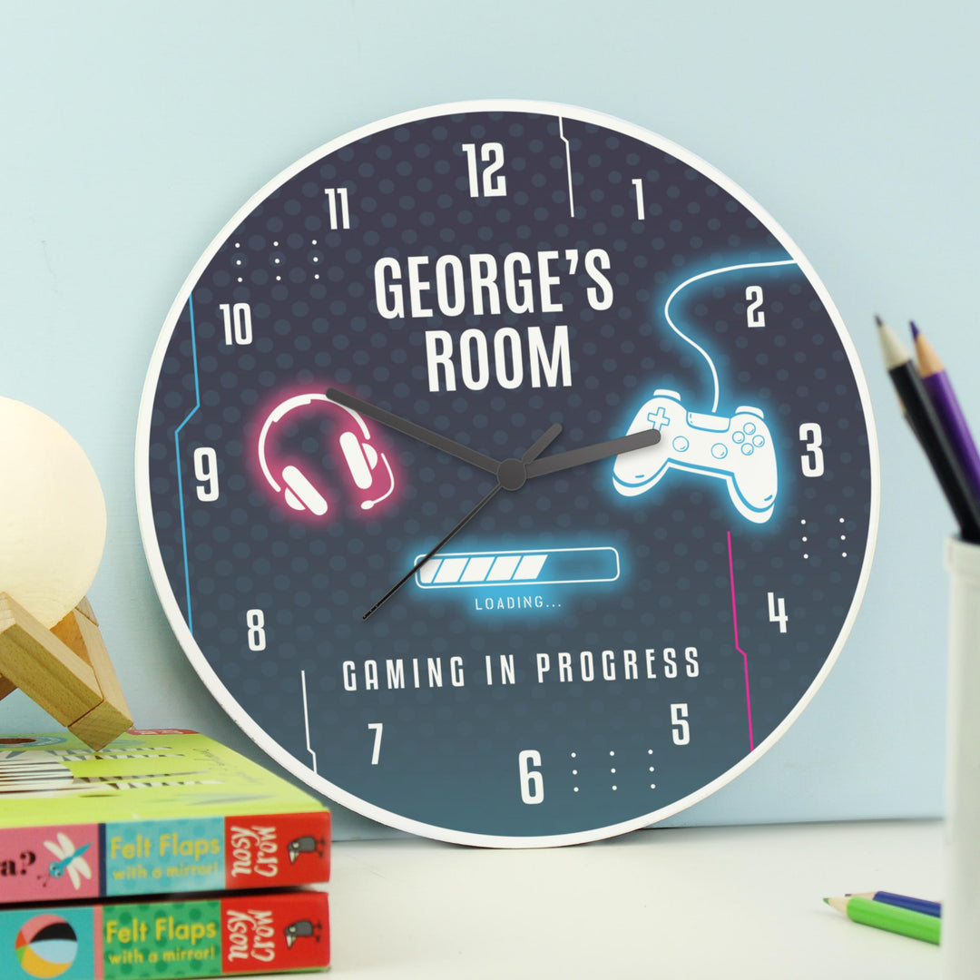 Personalised Gaming Wooden Childrens Clock – alternative view