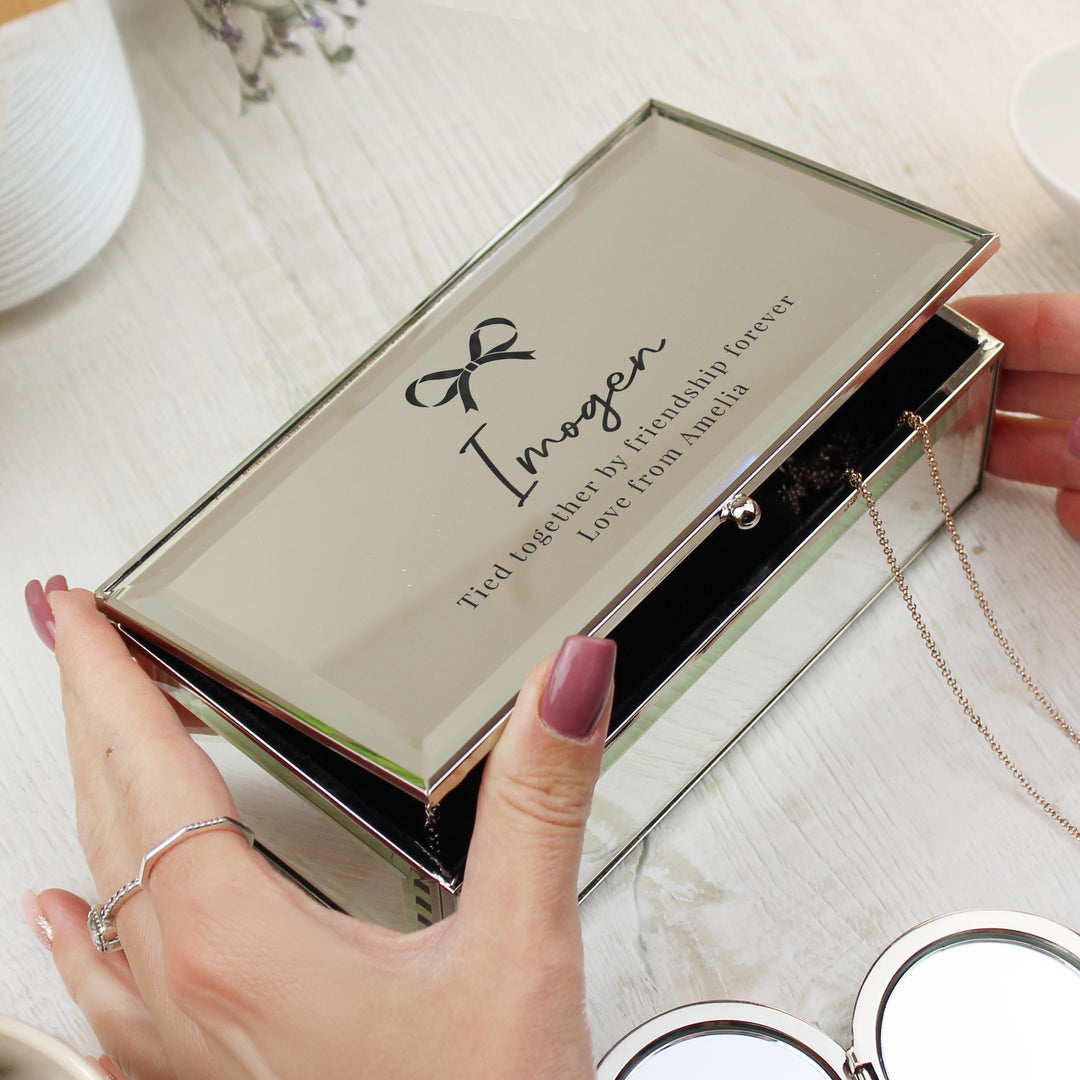 Personalised Bow Mirrored Jewellery Box – alternative view