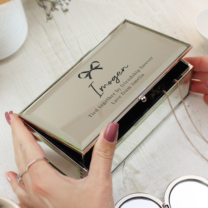 Personalised Bow Mirrored Jewellery Box – alternative view