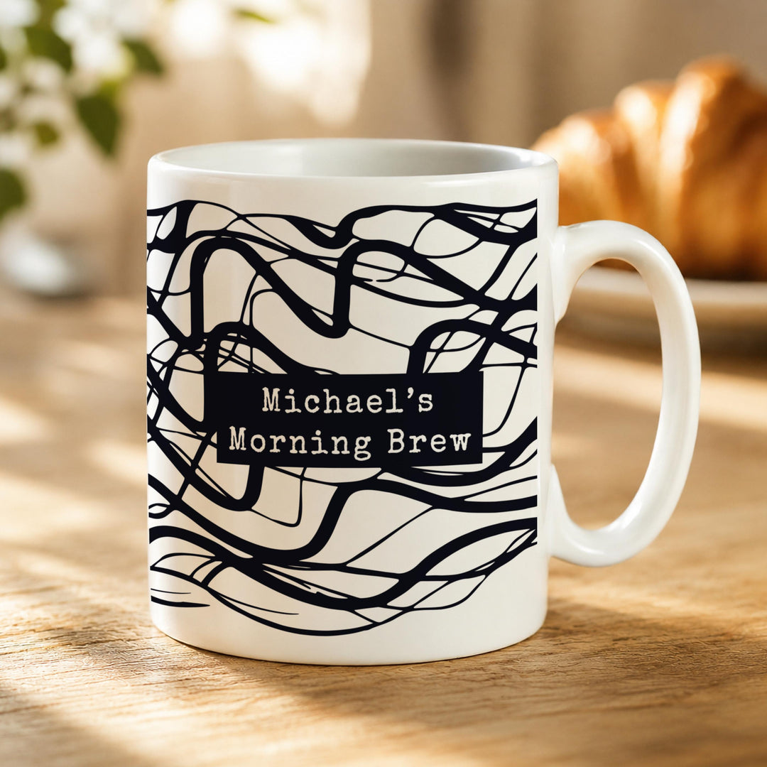 Personalised Black Pattern Mug, The Personal Shop, personalised gifts