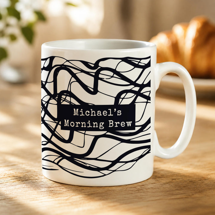 Personalised Black Pattern Mug, The Personal Shop, personalised gifts