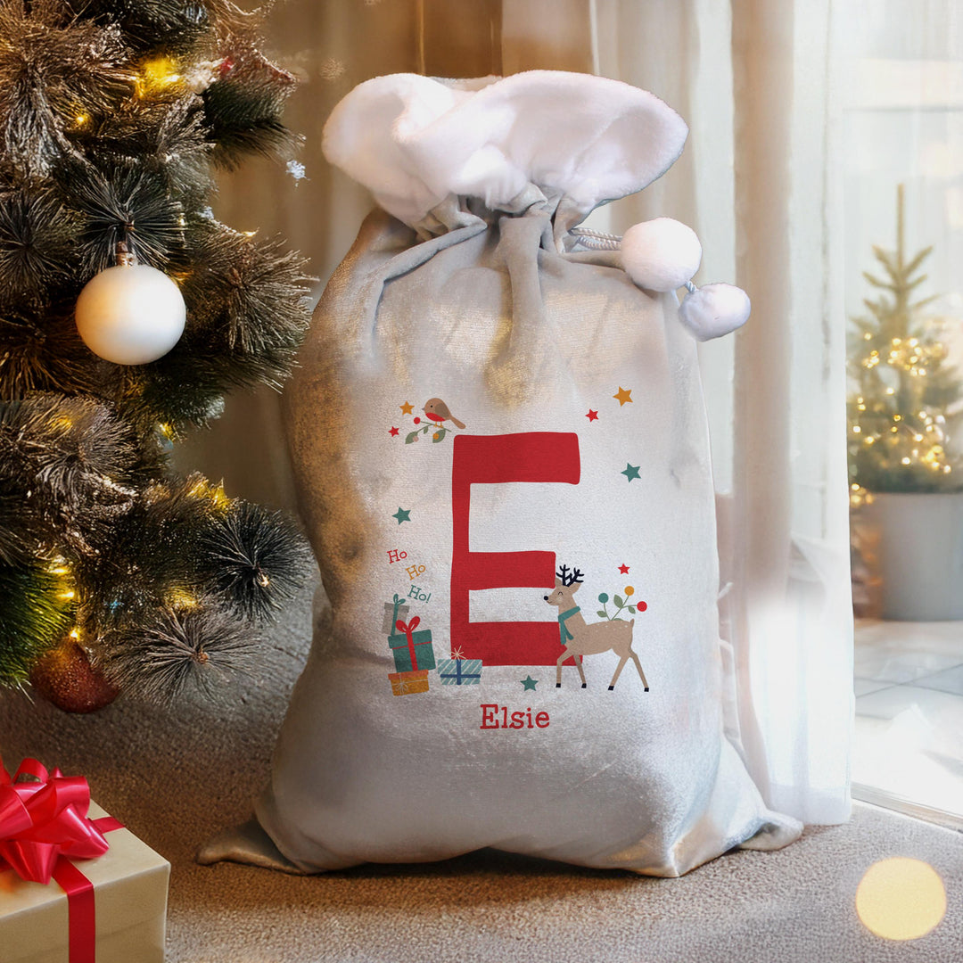 Personalised Initial Reindeer Christmas Sack – alternative view