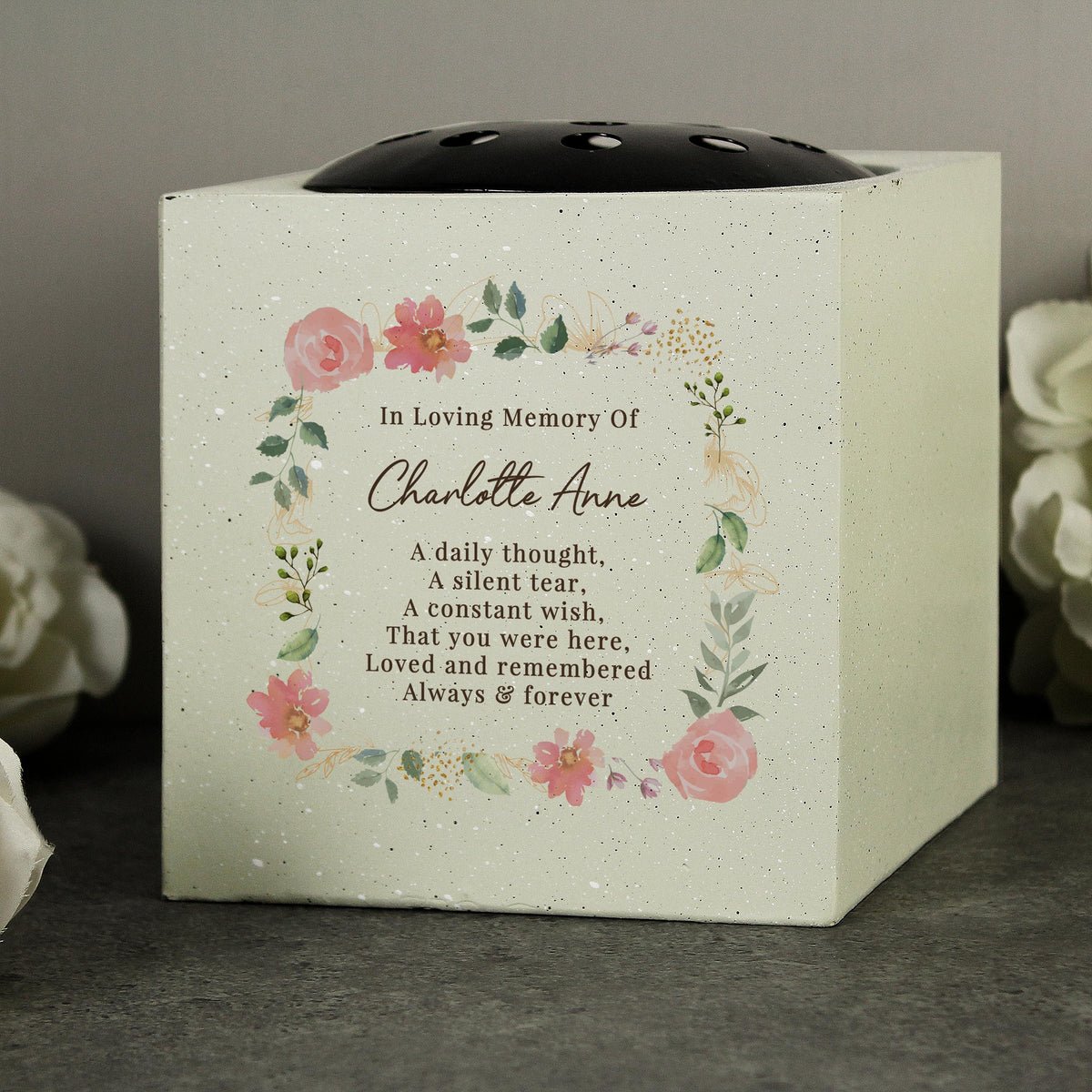 Personalised Floral Memorial Vase, The Personal Shop, personalised gifts