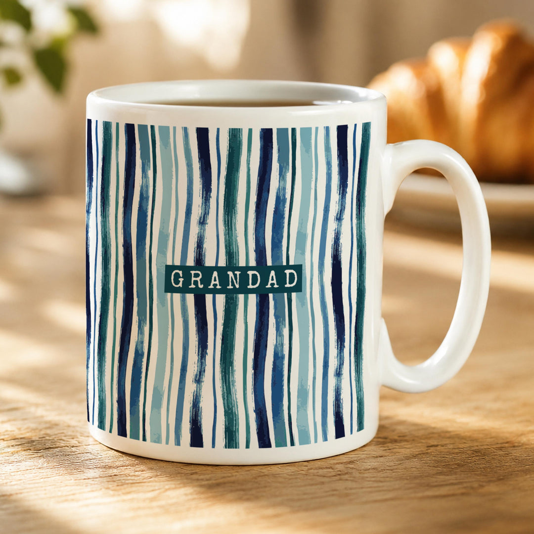 Personalised Blue Stripe Mug, The Personal Shop, personalised gifts