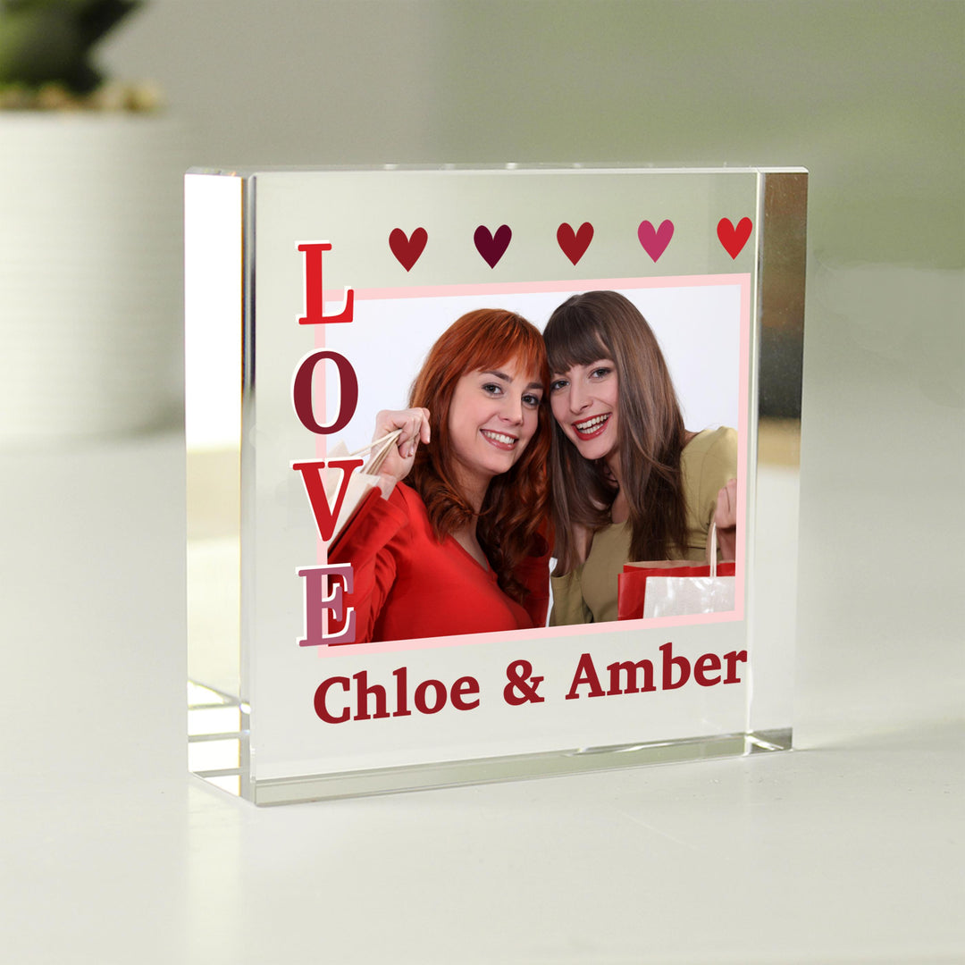 Personalised LOVE Photo Upload Crystal Token, The Personal Shop, personalised gifts