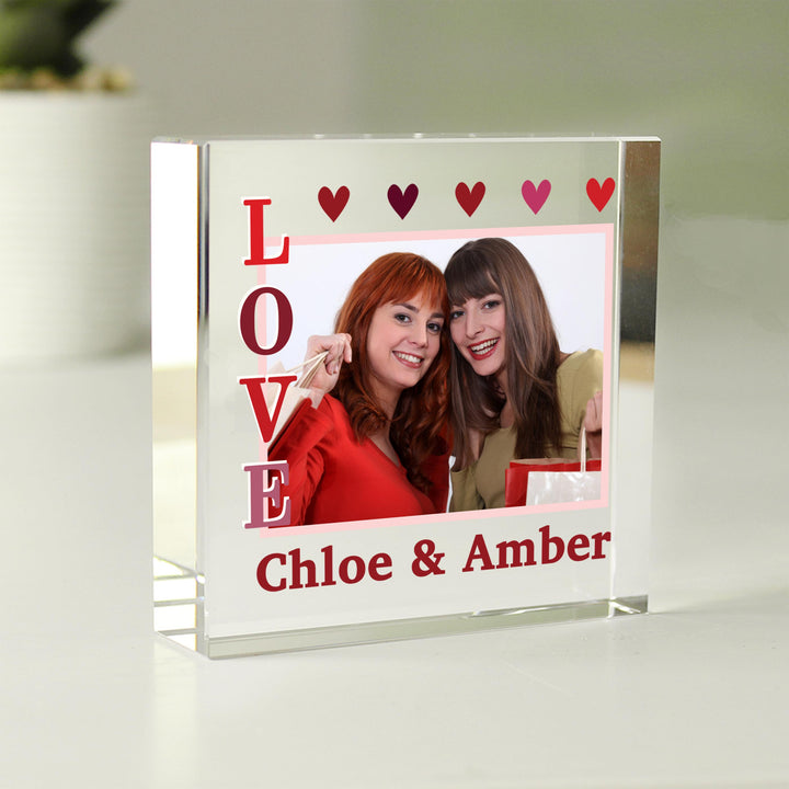 Personalised LOVE Photo Upload Crystal Token, The Personal Shop, personalised gifts