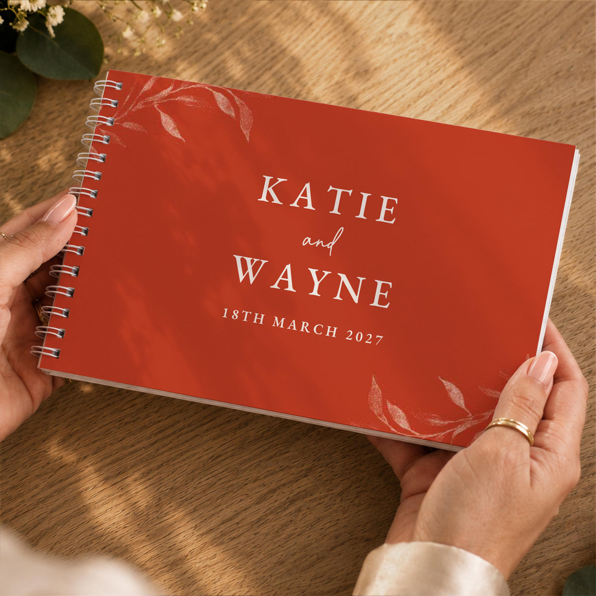 Personalised Botanical Burnt Orange Wedding Guest Book, The Personal Shop, personalised gifts