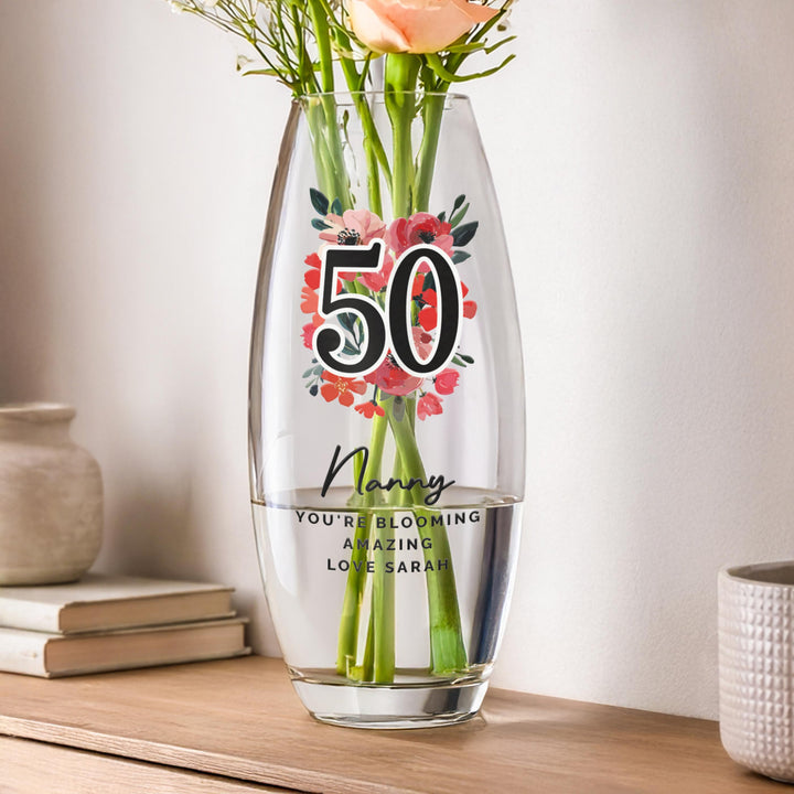 Personalised Floral Big Age Bullet Vase, The Personal Shop, personalised gifts