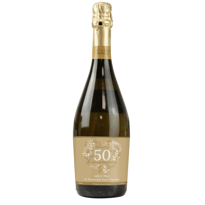 Personalised 50th Golden Wedding Anniversary Prosecco – alternative view