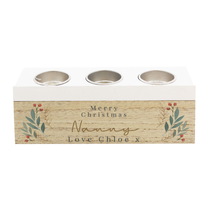 Personalised Christmas Foliage Triple Tea Light Box