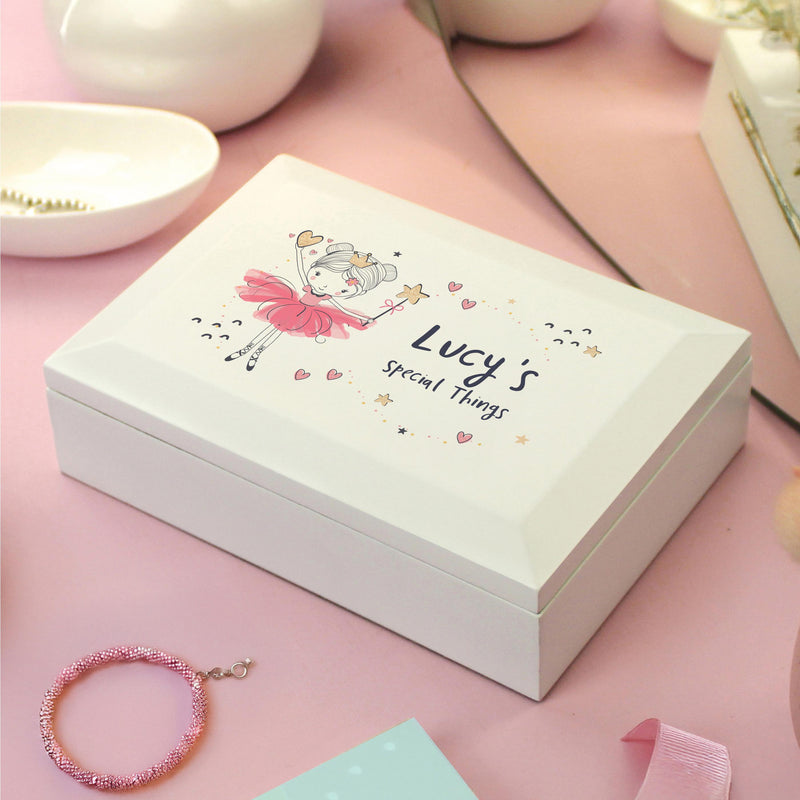 Personalised Princess Ballerina Wooden Jewellery Box