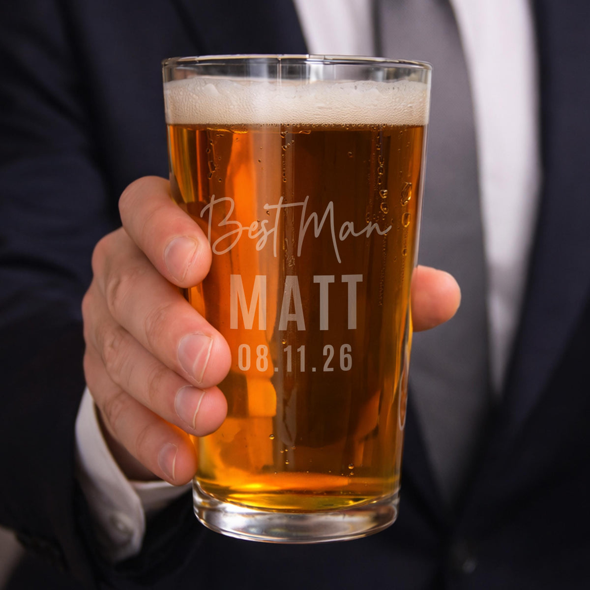 Personalised Best Man Elegant Pint Glass, The Personal Shop, personalised gifts