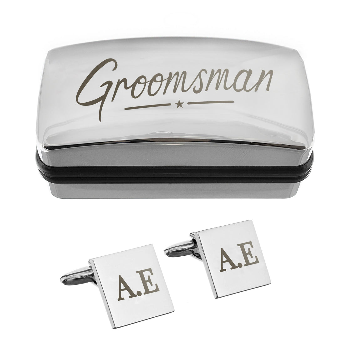 Personalised Groomsman Wedding Cufflinks and Box Set – alternative view