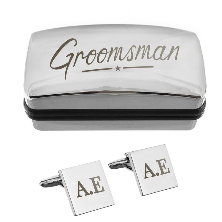 Personalised Groomsman Wedding Cufflinks and Box Set – alternative view