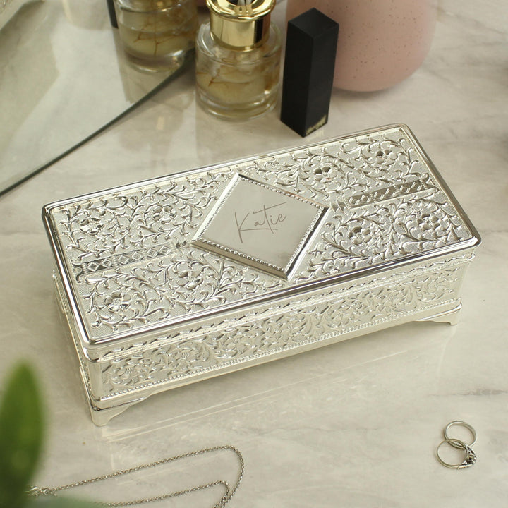 Personalised Silver Plated Jewellery Box, The Personal Shop, personalised gifts