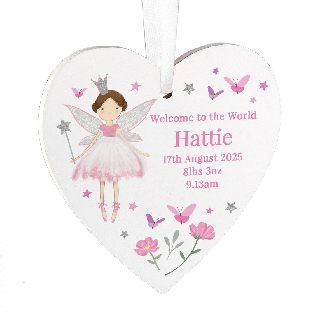 Personalised Fairy Princess Hanging Heart Ornament – alternative view
