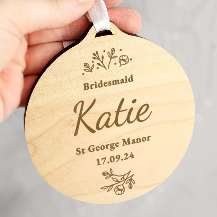Personalised Wedding Party Wooden Tag – alternative view