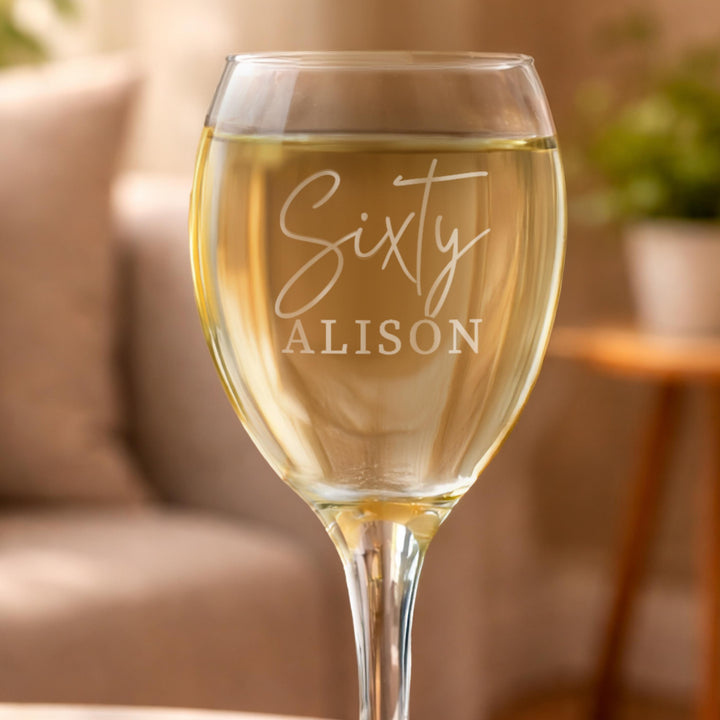 Personalised Age &amp; Name Wine Glass, The Personal Shop, personalised gifts