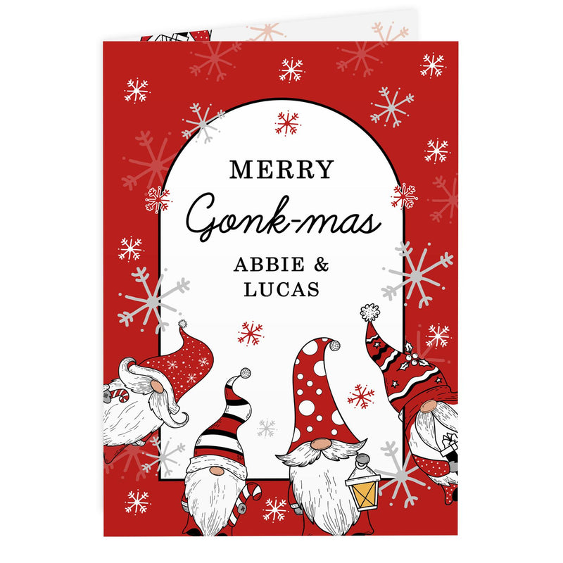 Personalised Red Gonks Christmas Card