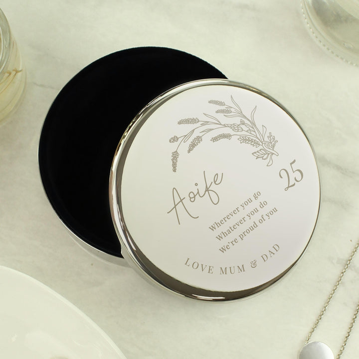 Personalised Birthday Round Trinket Box – alternative view